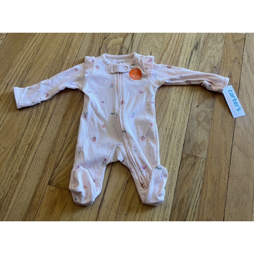 Carters Newborn One Piece Footed Outfit Pink